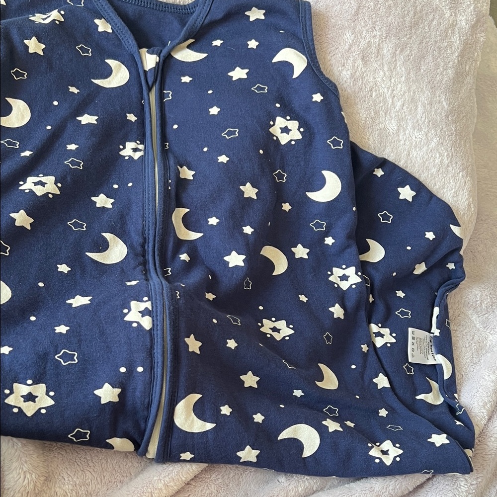 Cozy Moon and Stars Kids Pajama Sleep Sack - Navy